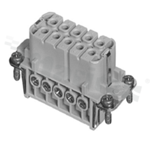 Wkład żeński Heavy-Mate seria A; 10-stykowy(10+PE); rozmiar: A10; 16A; 250V; kabel 0.25-2.5mm2; styki srebrzone; skręcane; ochrona przewodu
