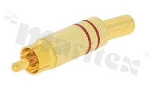 Wtyk Cinch; męski; złocony, znakowany czerwonym pierścieniem