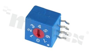 Przełącznik kodujący; 8-pozycyjny; BCD negatywny; 10x7.55mm; kątowy; bez pokrętła; montaż THT