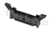 Full shrouded header for PCB; pitch 2.54mm; 26-contacts; THT; male; top entry