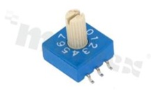 Przełącznik kodujący 10 pozycji › BCD, 10.0x10.0mm; poziomy, z pokrętłem; montaż SMD