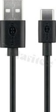 Kabel USB 2.0 Hi-Speed; zakończony wtykami USB: A  2.0 wtyk  <-> USB C wtyk;  2.0 mb;3A; czarny