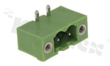 Pluggable terminal block; pitch 5.08mm; 2-ways; male; r/a pin header; with fixing screws; UL 300V/12A