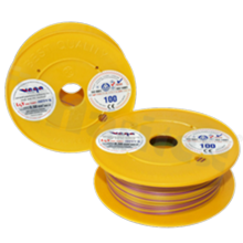 Przewód pojedynczy LGY/H05V-K; z wielodrutową miedzianą żyłą; żółty/fioletowy; przekrój 0.50mm2; AWG 20; 500V; -40+105 st.C; 100m.