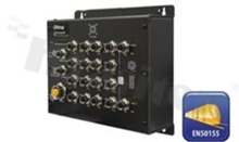 EN50155 16-port managed Ethernet switch with 16x10/100Base-T(X); 2 x 10/100/1000 Base-T(X); 1x Bypass; connector M12; oper. temp: operating temperature -40+70 deg.C; supply 12...48VDC