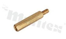Screwed brass spacer sleeve; Int. thread: M3; Ext. thread: M3; 20mm