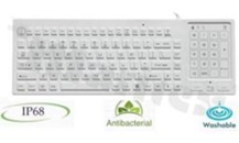 Klawiatura silikonowa IP68; 88 klawiszy; trackpad; podświetlenie LED;  klawisz "on/off"; powłoka antybakteryjna; wymiary 380 x 130 x 13 mm; interfejs USB