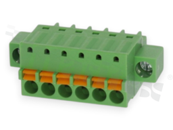 Pluggable terminal block; 3.81mm pitch; 6-ways; female; for wire 1.50mm2 (28-16AWG); wire insertion direction same as plug-in direction; with fixing screw; p.bronze contacts; spring clamp; brass cage; UL 300/10A TUV 250/10.5A