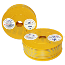 Przewód pojedynczy LGY/H05V-K; z wielodrutową miedzianą żyłą; żółty/szary; przekrój 0.75mm2; AWG 18; 500V; -40+105 st.C; 100m.