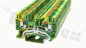 Złączka instalacyjna; 1-poziomowa; przelotowa; 2-zaciskowa na przewód 0.2-6.0mm2 (24-10AWG); ze stykiem sprężynowym; żółto-zielona; na szynę DIN; 800V/32A