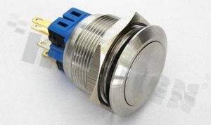 Push button switch; monostable; 25mm; screws terminals; nickled; silver button; IP67.