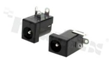 DC socket; male; angled; pin diameter 2mm; hole diameter 6.3mm; THT; straight legs