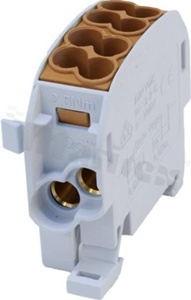 Złączka na szyne DIN; blok rozdzielczy odgałęźny;brązowy; jednobiegunowy; 25mm2; Al/Cu;1000V AC/DC ;152A
