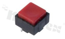 Przełącznik przyciskowy; 1-pozycyjny; 12mm; konektory; przycisk czerwony; 0.25A/50V