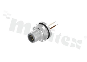 Gniazdo M12; 4-stykowe; kodowanie A; męskie na panel; prosty; skręcany; z przewodem 0;5m; IP67; nieekranowany