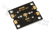 MCPCB, thermal conductivity 2W/(m*K), thickness: 2mm, number of layers - 1, black soldermask, legend color: gold, size: rectangle 25x30mm, pad cover: gold; for XP/XT LEDs, /20