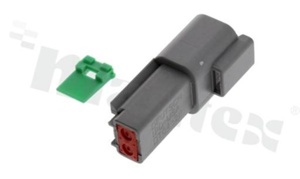 Gniazdo serii AT; 2-stykowe; męskie; proste; Imax = 13A; rozmiar pinów: 16; na kabel (AWG14-20); temp. pracy -55 do 125st C; IP67