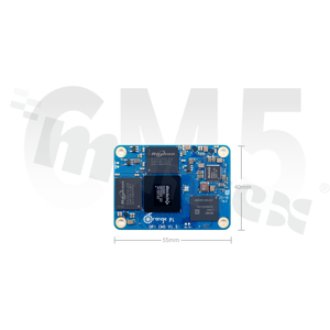 Orange Pi CM5; procesor: Rockchip RK3588S; Cortex-A76 x4 2.4GHz + Cortex-A55 x4 1.8GHz; RAM: 4GB LPDDR4X; GPU: Mali-G610 MP4; NPU: 6TOPS; złącza płytka-płytka: 3x100pin