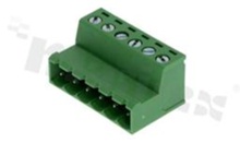 Pluggable terminal block; 5.00mm pitch; 6-ways; male; for wire 2.50mm2(28-12AWG); wire insertion direction same as plug-in direction; copper contacts; brass cage; UL 300V/15A