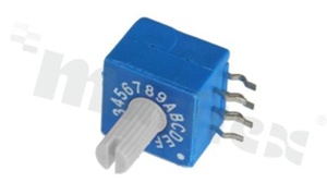 Przełącznik kodujący; 16-pozycyjny BCD; 10x7.55mm; kątowy; z pokrętłem; montaż THT
