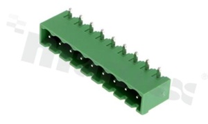 Pluggable terminal block; pitch 5.08mm; 9-ways; male; R/A pin header; closed type; UL 300V/16A; TUV: 320V/20A
