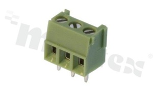 Listwa zaciskowa do PCB; w rastrze 3.50mm; 3-torowa; pionowa; na przewód 1.0mm2; z ruchomą osłoną przewodu; ze śrubami na wkrętak płaski; klatka mosiężna; zielona; UL 130V/9A
