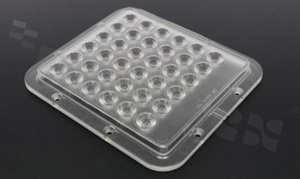 Lens for LED high power; angle: 28 degrees ; Number of LEDs: 36; Dimensions: 110x120mm; Height: 9.51mm; material: PMMA; Fastening: screw