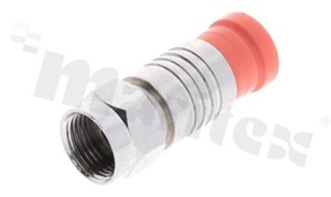 Wtyk typu F; profesjonalny; wodoszczelny; zaciskany; RG-59/U; czerwony