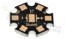 MCPCB, thermal conductivity 2W/(m*K), thickness: 2mm, number of layers - 1, black soldermask, legend color: gold, size: whistle 22mm, pad cover: gold; for XHP/XM LEDs, /24