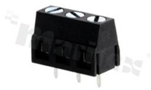 Listwa zaciskowa do PCB; w rastrze 5.00mm; 3-torowa; pionowa; na przewód 2.5mm2 (AWG 26-14); ze śrubami na wkrętak płaski; z ruchomą osłoną przewodu; klatka mosiężna; czarna; UL 300V/12A, 250V/15A