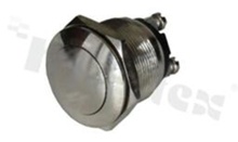 Push Button Switch; onestable; 19mm; screw terminals; stainless steel; crowned button; 2A/250V