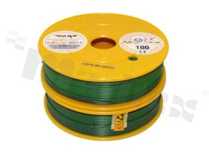 Przewód pojedynczy LGY/H05V-K; z wielodrutową miedzianą żyłą; zielony/fioletowy; przekrój 0.50mm2; AWG 20; 500V; -40+105 st.C; 100m.