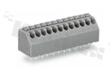 PCB terminal block; in 3.50mm raster; 8-track; oblique entry; for 0.20-1.50mm2 (24-16 AWG) wire; with spring contact; grey; UL: 300V/5A