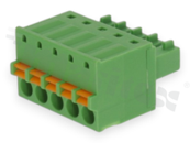 Pluggable terminal block; 3.81mm pitch; 5-ways; female; for wire 1.50mm2 (28-16AWG); wire insertion direction same as plug-in direction; p.bronze contacts; spring clamp; brass cage; UL 300/8A TUV 250/12A