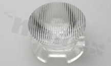 Soczewka do diod LED high power; kąt rozsyłu: Owalny 43 x 9 stopni FWHM; ilość diod: 1; rozmiar: okrąg 26mm; wysokość: 15mm; rodzaj materiału: PMMA; sposób mocowania: taśma; kołek