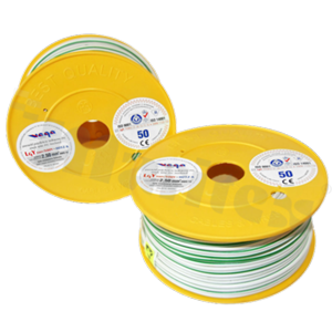 Przewód pojedynczy LGY/H05V-K; z wielodrutową miedzianą żyłą; biały/zielony; przekrój 2.50mm2; AWG 14; 500V; -40+105 st.C; 50m.