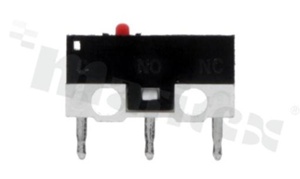 Miniaturowy mikroprzełącznik z przyciskiem; SPDT; montaż: THT; 1A/125V AC.