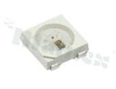 Dioda LED PLCC4; SMD 5050; z wbudowanym sterownikiem cyfrowym; RGB Full Color; Red: 360-400mcd; Green: 550-600mcd; Blue: 140-150mcd; 50mA; 5V; soczewka water clear; 120 stopni; 5mm x 5mm x 1.6mm /1000 szt.