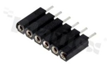 Listwa stykowa do PCB; w rastrze 2.54 mm; 1x6 styków; montaż: THT; żeńska; prosta; jednorzędowe