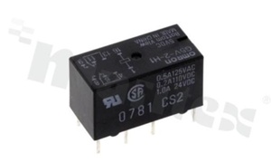 Electromagnetic relay; contact rating current 2A; coil voltage 5VDC; 2 changeover contact (2C); coil power 150mW; 2A/24VDC; 0.6A/125VAC