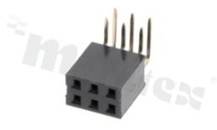 Listwa stykowa do PCB; w rastrze 2.54mm; 2x3 styków; montaż: THT; żeńska; kątowa; dwurzędowe 