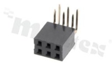Listwa stykowa do PCB; w rastrze 2.54mm; 2x3 styków; montaż: THT; żeńska; kątowa; dwurzędowe