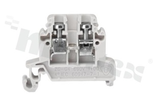 Installation terminal block; 1-level; 2-contacts; for wire 0,5-4,0mm2; screw terminal; grey; Din rail; 690V/32A