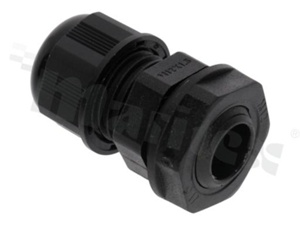 Cabel gland M12; nylon; M12x1.5 2-5.0mm; flat O-ring; with lock nut; black; for wrench 15