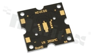 MCPCB, thermal conductivity 2W/(m*K), thickness: 2mm, number of layers - 1, black soldermask, legend color: gold, size: square 35mm, pad cover: gold; /20