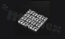 Lens for LED high power; mid power; angle: asymmetric; Number of LEDs: 16; Dimensions: 50x50mm; Height: 4.2mm; meterial: PMMA; Fastening: pin; screw