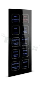 Piezoelectric panel "CRUZO"; 5x2; glass front; solution designed for full customization of the product.