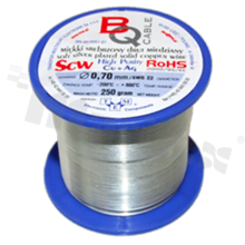 Silver coated copper wire; diameter 0.70mm; SWG 22; -40+105 deg.C; 72.5m; 250g.