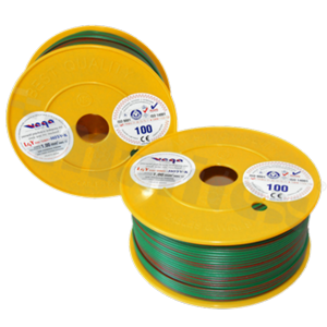 Przewód pojedynczy LGY/H05V-K; z wielodrutową miedzianą żyłą; zielony/czerwony; przekrój 1.00mm2; AWG 17; 500V; -40+105 st.C; 100m.