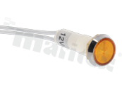 Lampka sygnalizacyjna; 10mm; wyprowadzone przewody; plastik; podświetlenie żółte; LED 12V